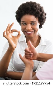 African American Kid Learning Deaf Sign Language