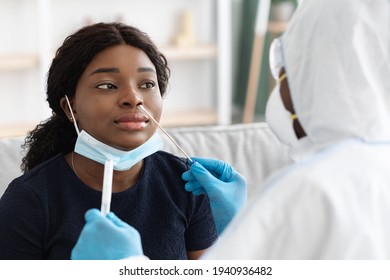 African American Lady Receiving Pcr Test Stock Photo 1940936482 ...