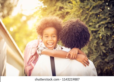 African American Little Girl Fathers Hug Stock Photo 1141659296 