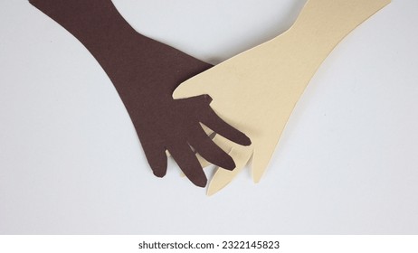 African american love couple hold hands together. Valentine day postcard close up. Stop motion paper animation. 14 february art card. Show love gesture. Racial unity concept. Black antiracism sign. - Powered by Shutterstock