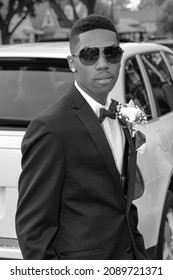 An African American Male Posing For A Picture During A Prom Send Off