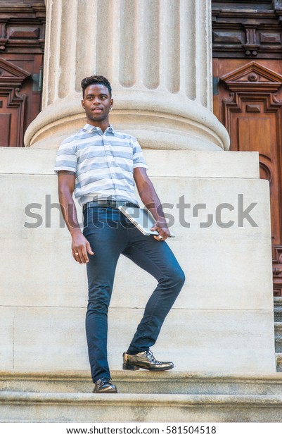 African American Man Afro Hairstyle Works Stock Photo Edit Now