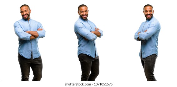 African American Man With Beard With Crossed Arms Confident And Happy With A Big Natural Smile Laughing