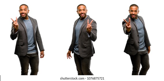 African American Man With Beard Raising Fingers, Number Two