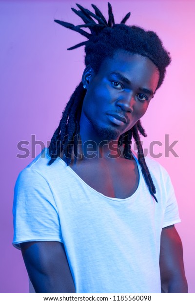 African American Man Portrait Under Blue Stock Photo Edit Now