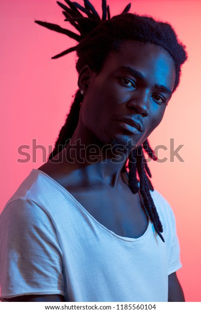 African American Man Portrait Under Blue Stock Photo Edit Now