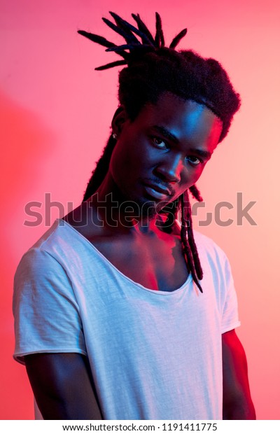 African American Man Portrait Under Blue Stock Photo Edit Now