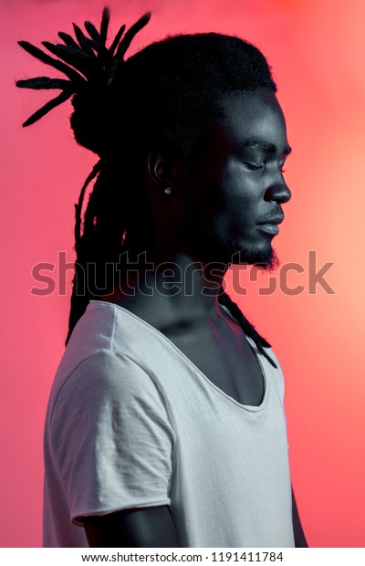 African American Man Portrait Under Blue Stock Photo Edit Now