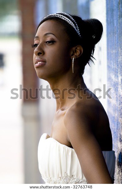 African American Model Wearing Wedding Gown Stock Photo Edit Now