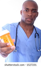African American Nurse and Pills