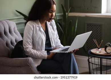 African American Nurse Video Conference With Patient. Video Communication Training, Remote Work
