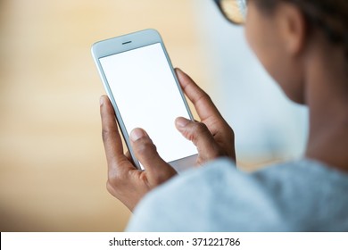African american person holding a tactile mobile smartphone - Black people - Shutterstock ID 371221786