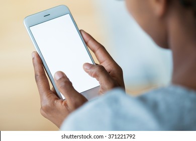 African American Person Holding A Tactile Mobile Smartphone - Black People