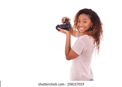 African American Photographer Taking Pictures With A Dslr Camera