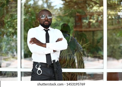 African - American Security Guard Outdoors