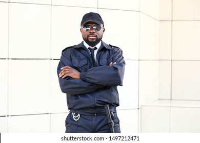 African - American Security Guard Outdoors