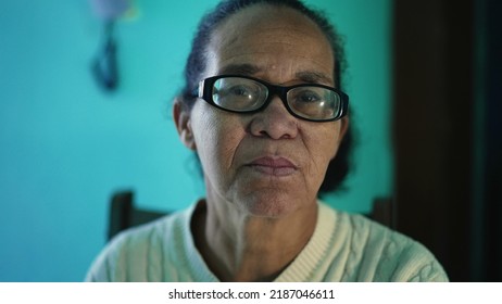 An African American Senior Woman Portrait Closeup Face. A Black Elderly Hispanic Person