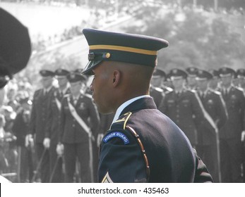 African American Soldier at attention