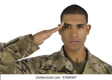 African American Soldier Saluting