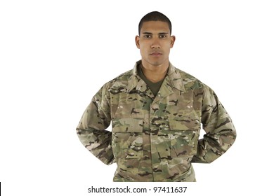 African American Soldier Standing At Parade Rest