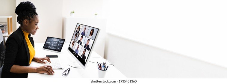 African American Virtual Video Conference Business Meeting