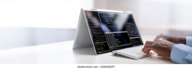 African American Web Developer Programmer. Coding Software