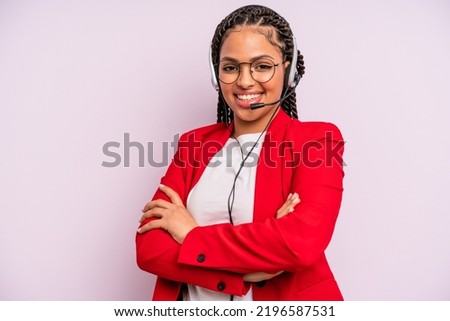 african american woman with braids. telemarketer concept