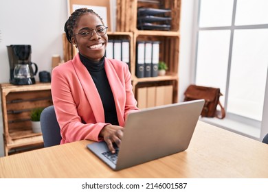 African American Woman Business Worker Using Laptop Working At Office