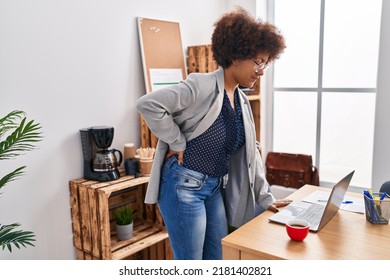 African American Woman Business Worker Suffering For Backache At Office