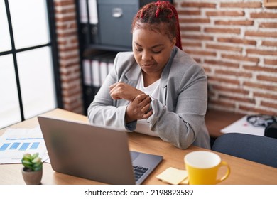 African American Woman Business Worker Suffering For Backache At Office