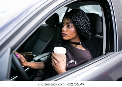 African American Woman In Car