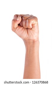 African American Woman Hand With Clenched Fist,isolated On White Background