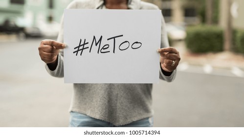 African American Woman Holding A Sign With #MeToo