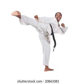 African American Woman In Karate Suit