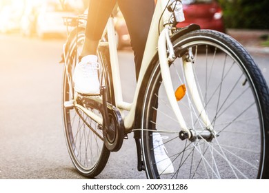 African American Woman Riding Bicycle Or Bike