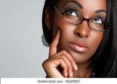 African American Woman Thinking