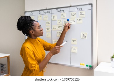 African American Woman Writing Kanban Plan On Board - Powered by Shutterstock