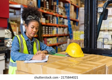 African American Worker Working Warehouse Industrial Stock Photo ...