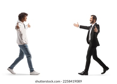 African american young man meeting a businessman isolated on white background - Powered by Shutterstock