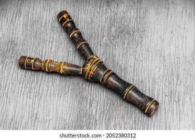 African Ancient Shamanic Slingshot Carved From Wood For Rituals