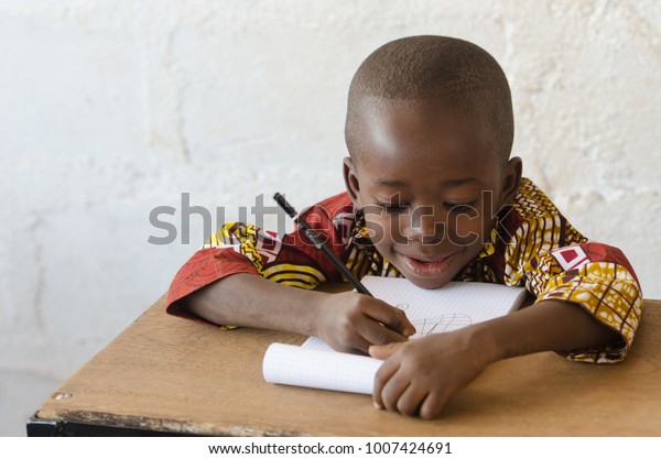 African Black Boy School Writing Copy Stock Photo (Edit Now) 1007424691