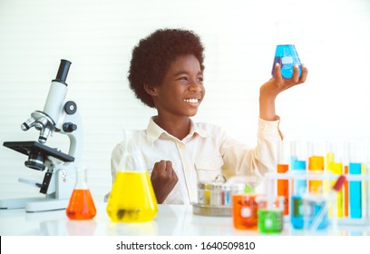 African Black Boy Thinking Formula Science Idea And Inspiration  Innovation Technology Of World In Education.