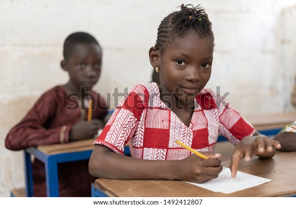 African
Black Ethnicity Schoolgirl Studying in
School