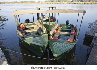 African Boat On South Luangwa River In Zambia