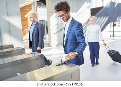 African Business Man At Office Access Control At Security Gate