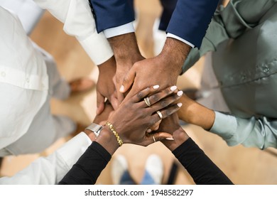 African Business Team Hands. Community Spirit Concept