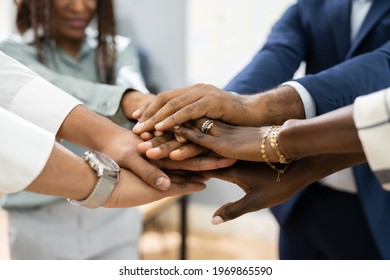 African Business Team Hands. Community Spirit Concept