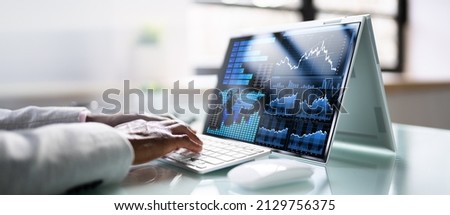 African Businessman Using Analytics Data KPI Dashboard Tech