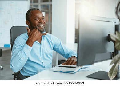 African Businessman Using Sign Language While Talking Online With Client Sitting In Office