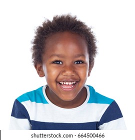 African Child Laughing Isolated On White Background